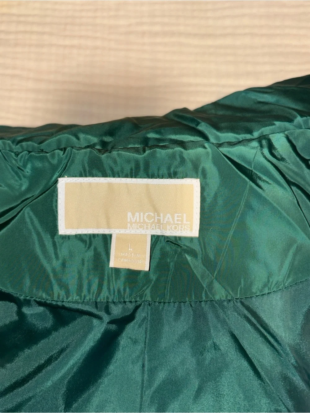 Michael Kors Emerald Green Quilted Sleeveless Puffer Vest